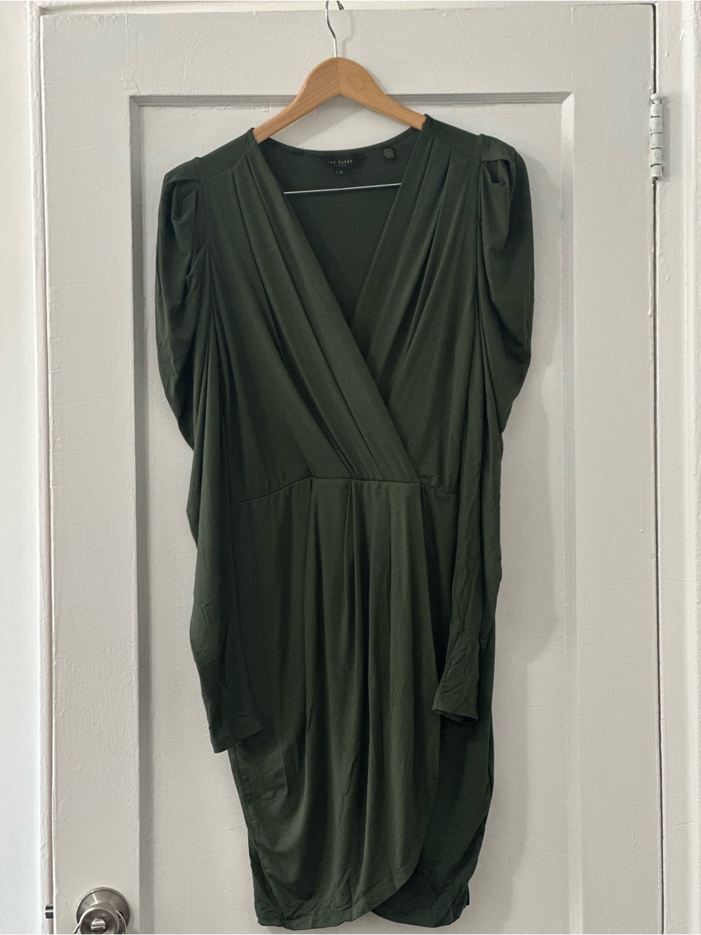 Ted Baker Olive Green Ruched Dress